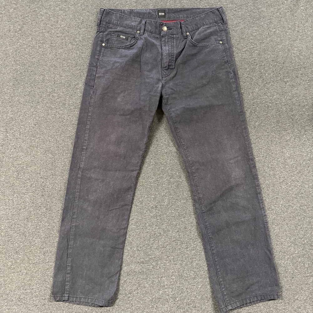 Modern Hugo Boss Maine Regular Fit Pants Mens 35x30 Grey Good Textured Cotton - Picture 1 of 7